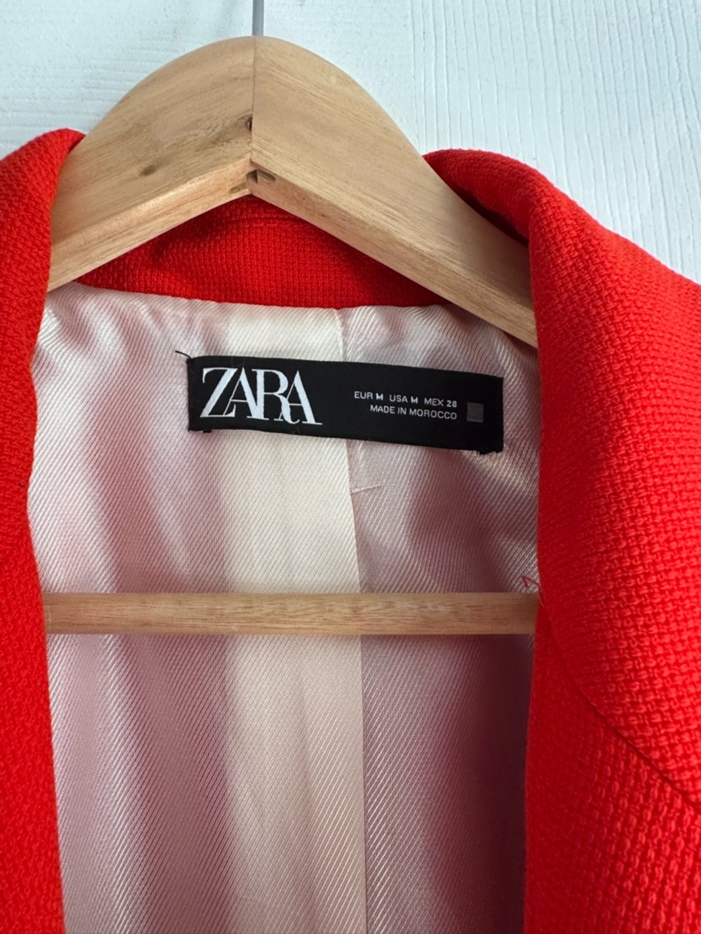 Zara Bright Red Textured Blazer Jacket